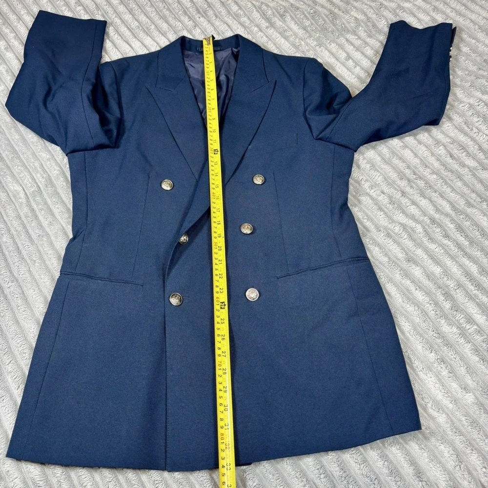 Garson Pierye men's size R42 dark blue silver tone buttons w‎ lions blazer
